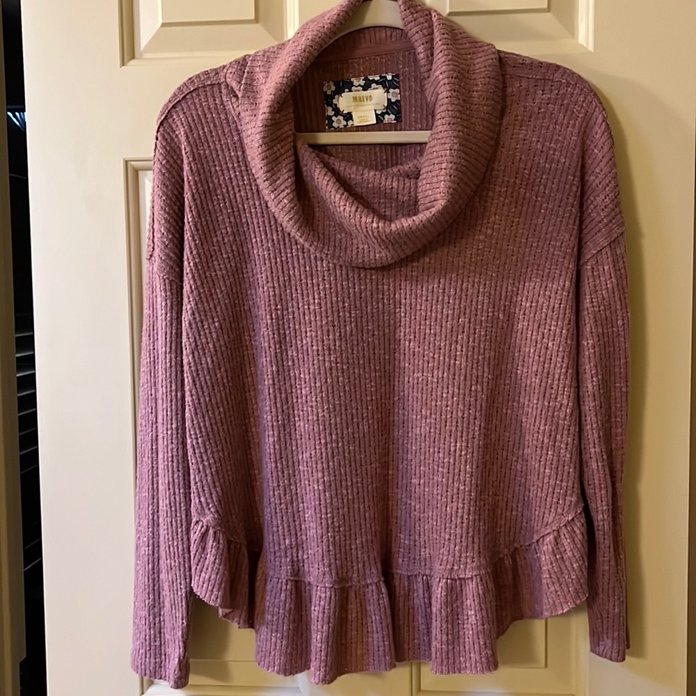 Anthropologie rose cowl neck sweater size S by Maeve
